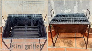 DIY mini charcoal grill Creative idea charcoal BBQ stove [upl. by Ylyl887]