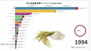 米の生産量 世界ランキング 19602020  コメの世界生産量ランキング！ [upl. by Pearlstein378]