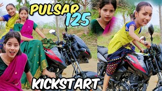 Barefoot Kickstart Pulsar 125 First Time With Sister [upl. by Irrem442]