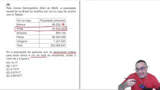 Q 29  Pelo Censo Demográfico 2022 do IBGE a população residente no Brasil se distribui por cor ou [upl. by Anatollo]