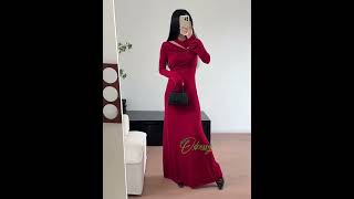 Red Long Sleeve Dress  Red Festival Dress Wholesale [upl. by Sanson681]