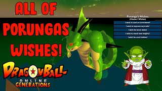 SUMMONING PORUNGA ALL OF THE NAMEK DRAGON BALL WISHES l Dragon Ball Online Generations [upl. by Finley]