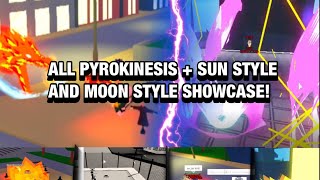 NEW CODE  SUN SWORD STYLE AND MOON STYLE SHOWCASE  ALL PYROKINESIS IN ANIME FIGHTING SIM [upl. by Cece]