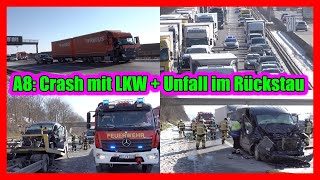 🚨 Unfallserie auf A8 🚨 🚒 Feuerwehr Stuttgart amp Wendlingen im Einsatz  Dauerstau auf der BAB  E [upl. by Notsob]