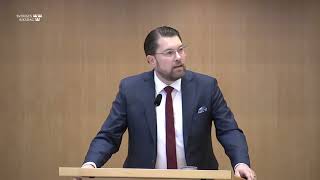 Vi måste stoppa islamismens utbredning i Europa – Jimmie Åkesson i riksdagens partiledardebatt [upl. by Tat802]