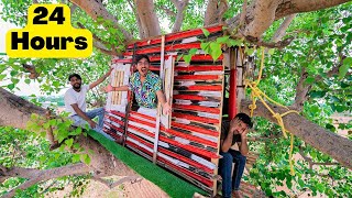 Living 24 Hours in Tree House Challenge  पहेली बुझाओ काम चलाओ  Challenge Gone Crazy [upl. by Roth]