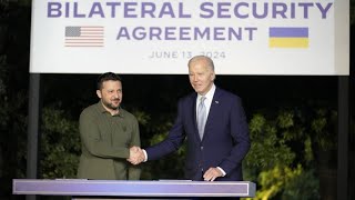 G7Gipfel USA und Ukraine unterzeichnen Sicherheitsabkommen [upl. by Gonroff]