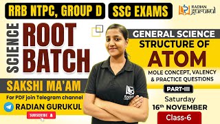 STRUCTURE OF ATOM  PRACTICE WITH ME PYQs  General Science by Sakshi Maam rrb ntpc rrbgroupd [upl. by Llertnek351]