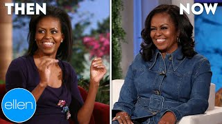 Then and Now Michelle Obamas First and Last Appearances on The Ellen Show [upl. by Eseenaj]