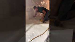 Installing Encapsulation  20 mil vapor barrier in a Crawl Space [upl. by Streetman172]