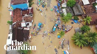 Aerial footage reveals devastation after deadly Indonesian tsunami [upl. by Ettennyl462]