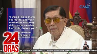 PBBM binati at binigyang pugay si Chief Presl Legal Counsel Juan Ponce Enrile  24 Oras [upl. by Ylra]