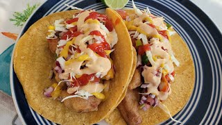 Tacos de Pescado y camarón capeados fritos en Freidora de Aire airfryer shrimptacos fishtacos [upl. by Arik373]