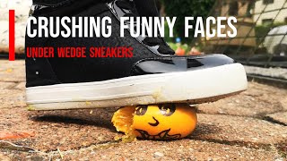 Stepping on funny faces fruites with wedge sneakers shoes crush asmr heels funny [upl. by Einnaoj]