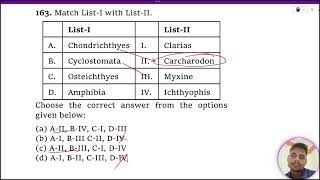 Match ListI with ListII ListI ListII A Chondrichthyes I Clarias B Cyclostomata II Carcharodon [upl. by Ainaznat]