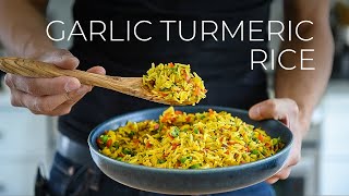 Quick Garlic Turmeric Rice Recipe for DINNER TONIGHT [upl. by Icyac778]