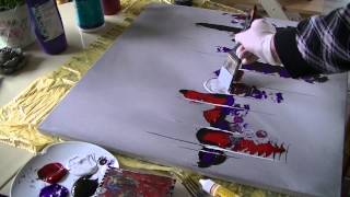 Acrylmalerei abstract acrylic painting Demo Abstraktes Bild malen spachteln spackle [upl. by Netsud379]