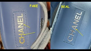 Real vs fake CHANEL sandals How to spot counterfeit Chanel Dad footwear slides [upl. by Harriett388]