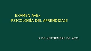 Examen AvEx PSICOLOGÍA DEL APRENDIZAJE [upl. by Makell]