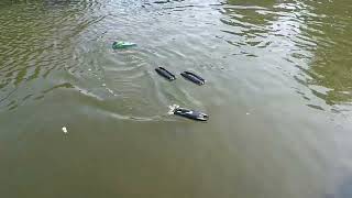 mini rc boat battle WE SUNK ONE LOL rcboats [upl. by Kannan]