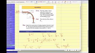 Energy Conservation Principle Spring Energy Gravity Kinetic Ch 14 Example 1 [upl. by Nyraf]