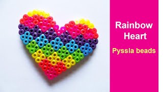 DIY  Rainbow heart PYSSLA Beads [upl. by Ainsley59]