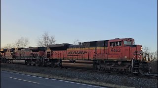 CSX Railfan Time Kirkville NY Feb 6 2024 CSX B121 With BNSF Lead And NYSampW in Jamesville NY [upl. by Ahsilat]