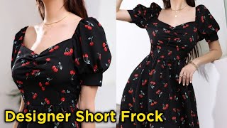 DIY new Designer short frock cutting and stitching  stylish western frock cutting and stitching [upl. by Kessia]