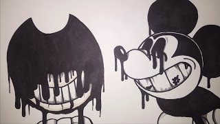 How To Draw IMMORTALIZED Bendy VS Mickey Mouse BATIM FAN ART [upl. by Abdella]