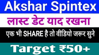 akshar spintex latest news akshar spintex share [upl. by Auguste113]