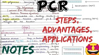 PCR Polymerase Chain Reaction  steps Advantages Applicationsnotes 🤩 [upl. by Reinold]