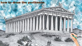 how to draw the parthenon  How to draw a reconstruction of the ParthenonAcropolis of Athens [upl. by Slocum]