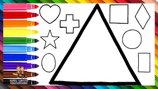 Zeichne und Male 10 geometrische Formen des Regenbogens 🔺🟠⭐🟩🔷💜➕♦️🎨🖌️ Zeichnungen für Kinder [upl. by Araiet]