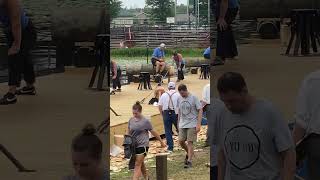 Woodchopping Final Women’s Single Handed Sawing Hayward Wisconsin Lumberjack World Championships [upl. by Dobson]