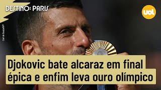 OLIMPÍADAS 2024 DJOKOVIC VENCE SEU PRIMEIRO OURO EM FINAL HISTÓRICA DO TÊNIS CONTRA ALCARAZ [upl. by Anahc]