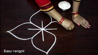 easy free hand rangoli designs  simpl rangoli with out dots  friday kolam muggulu  rangavalli [upl. by Naitsirhc]