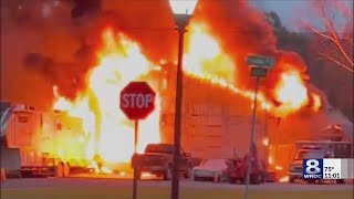 Fire wipes out barn RV in Wayne County [upl. by Naryk]