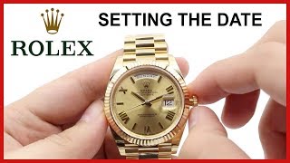 HOW to set Rolex DayDate Watches Change the Time Date amp Day [upl. by Qifahs377]