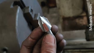 Making triangular arrowheads with a lathe [upl. by Osman]