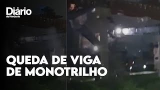 Viga de concreto desaba de estrutura de obra de monotrilho em São Paulo [upl. by Novrej421]