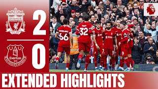 EXTENDED HIGHLIGHTS Liverpool 20 Everton  Salah double secures derby win [upl. by Olenka]