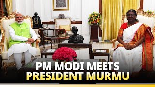 PM Modi calls on President Droupadi Murmu at Rashtrapati Bhavan [upl. by Doherty]