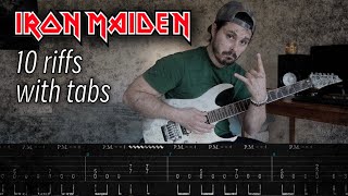 10 IRON MAIDEN riffs with tabs [upl. by Ellebasi]