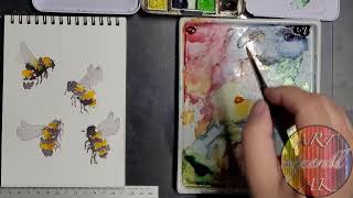 AquarellTutorial Süße lustige Hummeln [upl. by Hodess]