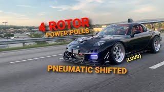 INSANELY Loud Turbo 4 Rotor RX7 MORE BOOST Brutal Acceleration Ridiculous Noise  F1 Sound [upl. by Arondel]