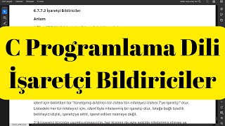 C Programlama Dili İşaretçi Bildiriciler [upl. by Htir]