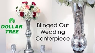 DIY Dollar Tree Bling Mirrored Wedding Centerpiece [upl. by Dorcas]