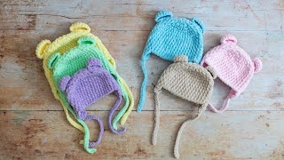 EASY Crochet Baby Hat with Ears Beginner Friendly [upl. by Darci]