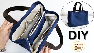 DIY Tote Bag with Divider  Multipockets inside [upl. by Tremayne]