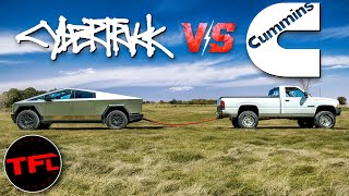 Tesla Cybertruck vs Classic Ram Cummins Tug of War [upl. by Ryon]